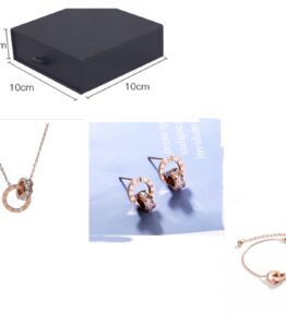 Stainless Steel Rose Gold Double Ring Stud Earrings