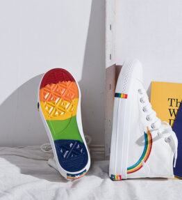 High-Top Rainbow Canvas Shoes Women'S College Style All-Match Canvas Shoes